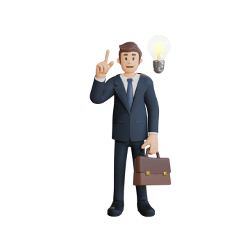Businessman have brilliant ideas character 3d character illustration png