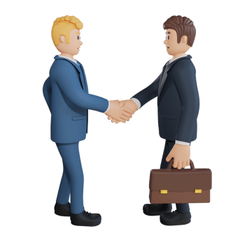 Businessman shaking hands with coworker character 3d character illustration png