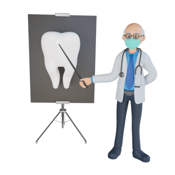 Male doctor wearing a mask presenting with the board 3d character illustration png
