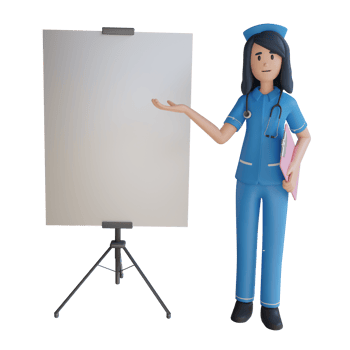 Nurse explain with a blank white board 3d character illustration png