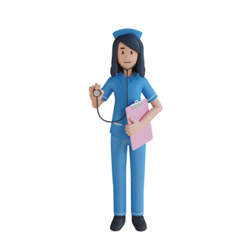 Nurse holding a stethoscope 3d character illustration png