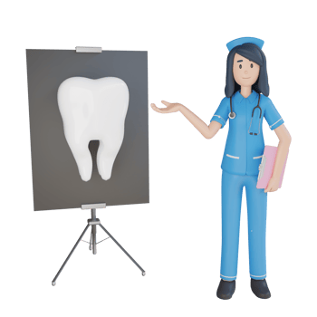 Nurse describe the outside of the tooth 3d character illustration png
