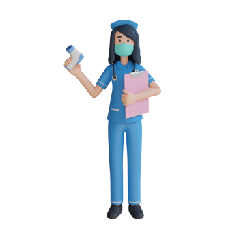 Nurse wear mask holding the thermogun 3d character illustration png