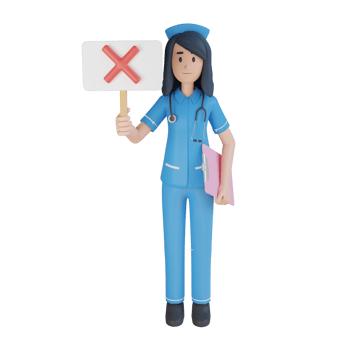 Nurse holding the wrong choice 3d character illustration png