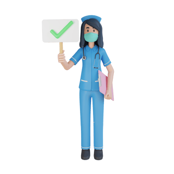 Nurse wear mask holding the right choice 3d character illustration png