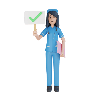 Nurse holding the right choice 3d character illustration png