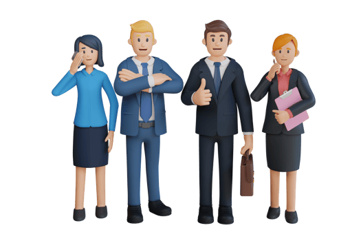Businessman and company staff posing character 3d character illustration png