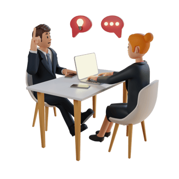 Businessman and women having a discussion character 3d character illustration png