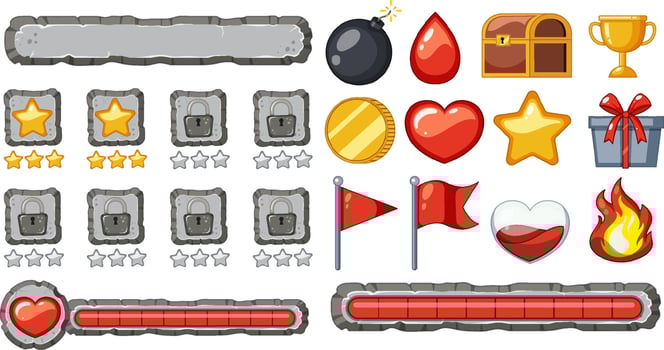 Game element template design set vector