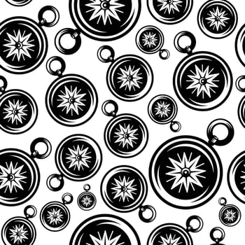 pattern seamless of compass in style vintage, retro, engraved. - vector illustrations