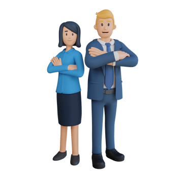 Businessman and woman standing in pairs character 3d character illustration png