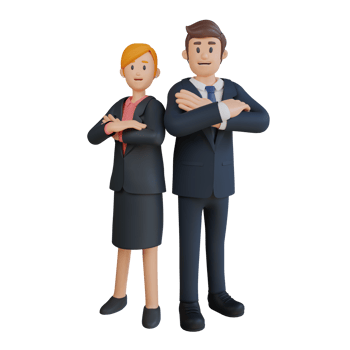 Businessman and woman standing in pairs character 3d character illustration png