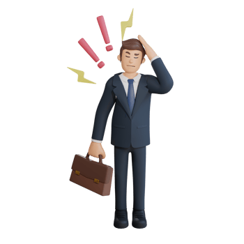 Businessman is dizzy thinking about work character 3d character illustration png