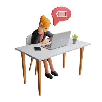 Businesswoman tired from work 3d character illustration png
