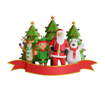 Santa claus mascot 3d character illustration happy png