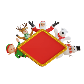 Santa claus mascot 3d character illustration happy png