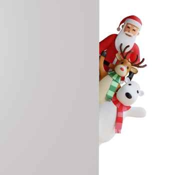 Santa claus mascot 3d character illustration white board png