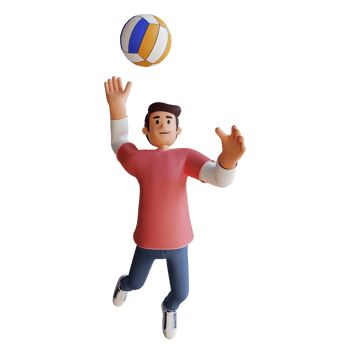 Boy playing volleyball 3d character illustration png