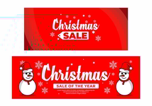 Christmas social media banner and ads design in red color vector