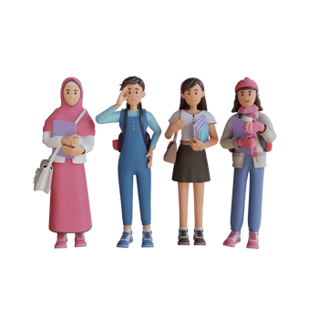 Girls back to school 3d character illustration png