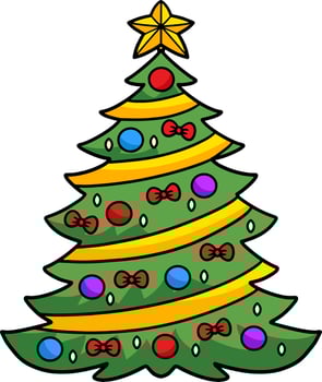 Christmas Tree Cartoon Colored Clipart vector
