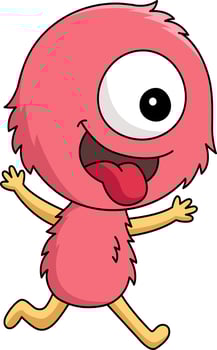 One Eyed Monster Cartoon Colored Clipart vector