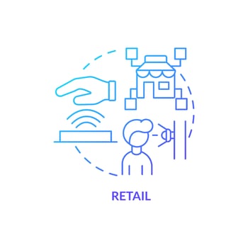 Retail blue gradient concept icon. Biometric technology application abstract idea thin line illustration. E-commerce. Security measures. Isolated outline drawing. vector
