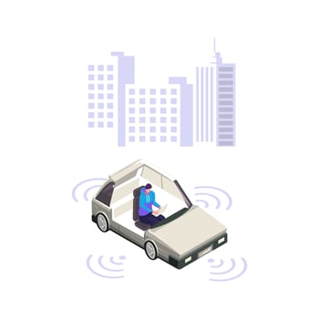 Autonomous driving flat style illustration design vector