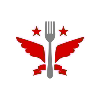 illustration of a fork with a wings. good for restaurant logo or any business related to food. vector