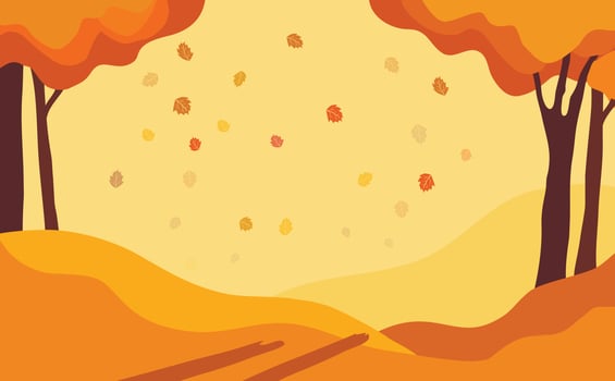 Hello Autumn concept, falling leaves in autumn season vector illustration