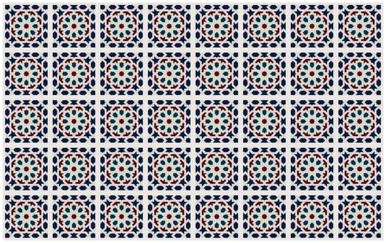 Isometric Colorful Moroccan Tile, Mosaic Seamless Pattern Background. vector