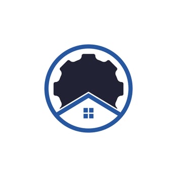 Gear house vector logo design. Gear home technology Logo design template.
