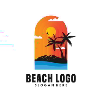 summer beach logo vector illustration