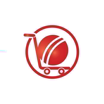 Cricket ball and trolley logo design. Cricket shopping logo design concept. vector
