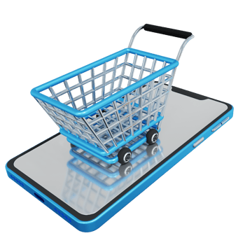 Shopping cart on mobile phone png