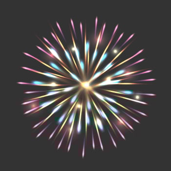 Festive firework on dark background, vector illustration