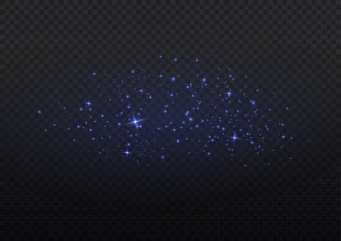 Blue dust. Yellow sparks shine light effect. vector