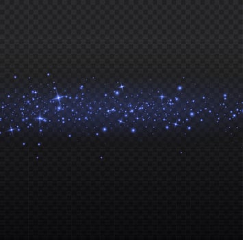 Blue dust. Yellow sparks shine light effect. vector