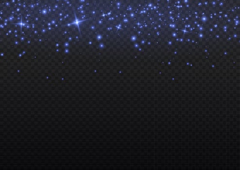 Blue dust. Yellow sparks shine light effect. vector