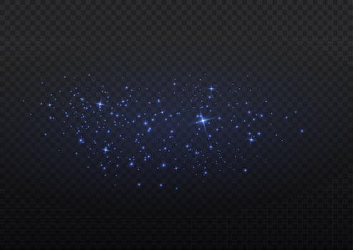 Blue dust. Yellow sparks shine light effect. vector