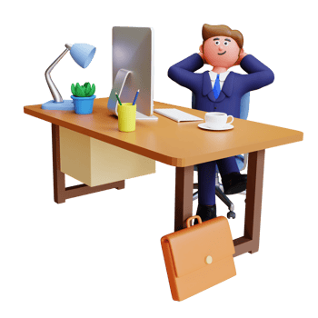 3d render businessman employee relax in office png