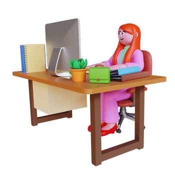 3d render woman employee doing work png