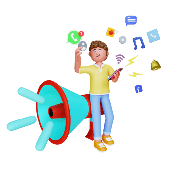 3d render man doing digital marketing png