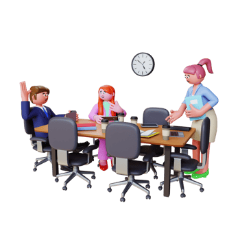 3d render character employee discuss png