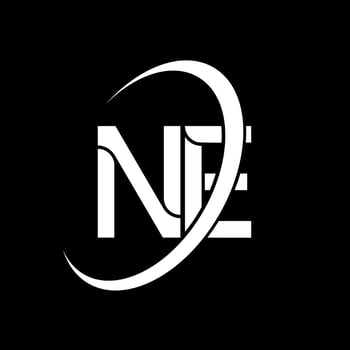 NE logo. N E design. White NE letter. NE letter logo design. Initial letter NE linked circle uppercase monogram logo. vector