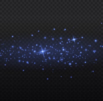 Blue dust. Yellow sparks shine light effect. vector