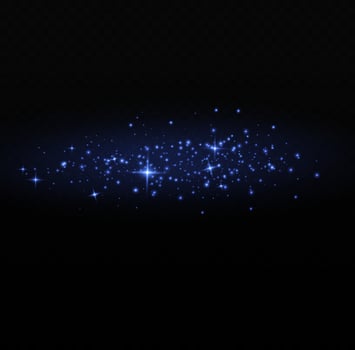 Blue dust. Yellow sparks shine light effect. vector