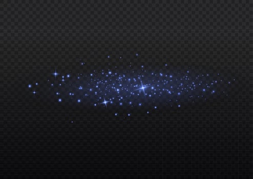 Blue dust. Yellow sparks shine light effect. vector