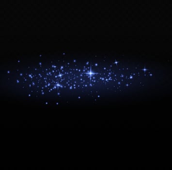 Blue dust. Yellow sparks shine light effect. vector