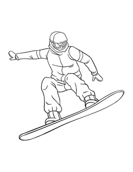 Snowboarding Isolated Coloring Page for Kids vector